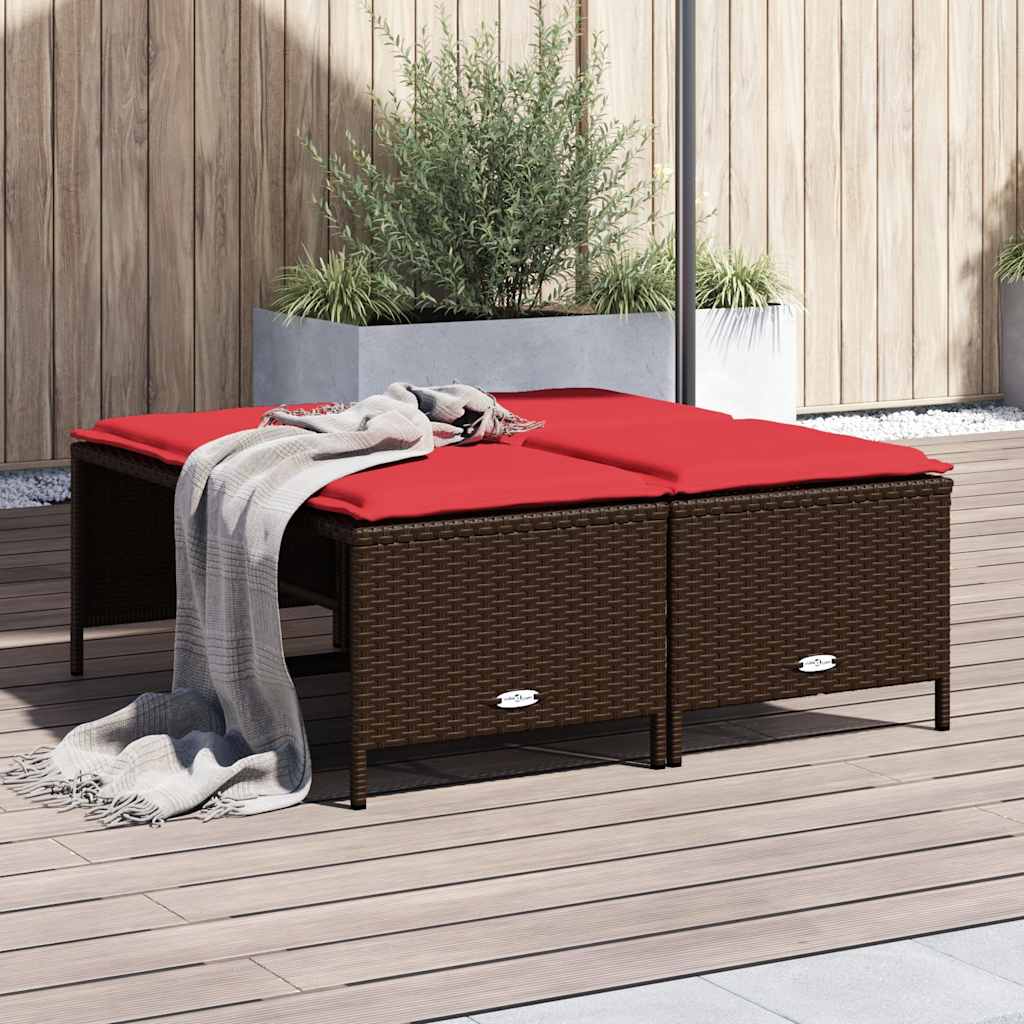vidaXL Tuinstoelen met kussens 4 stuks Bruin Poly Rotan
