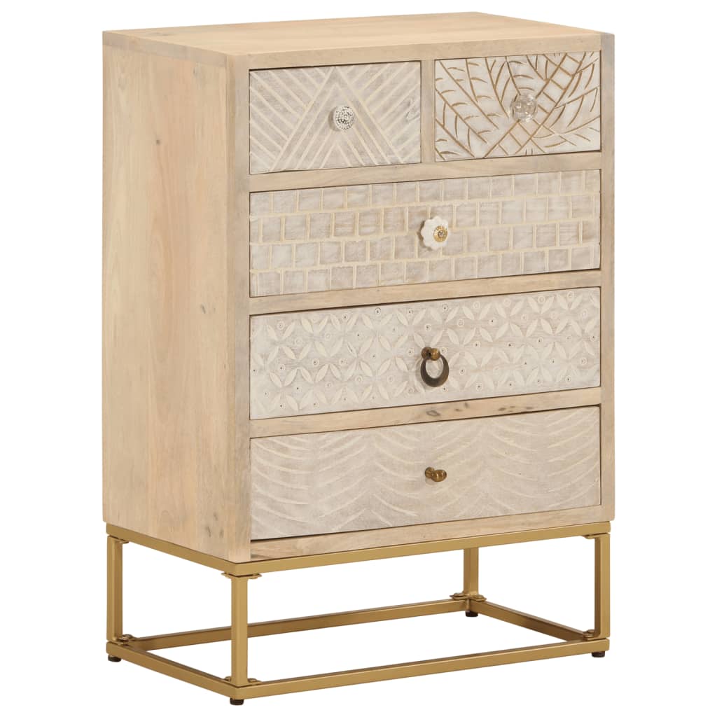 vidaXL Tv-meubel 110x30x40 cm massief ruw mangohout en ijzer