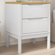 vidaXL Bedside Table FLORO 45x39x57 cm Solid Pinewood White