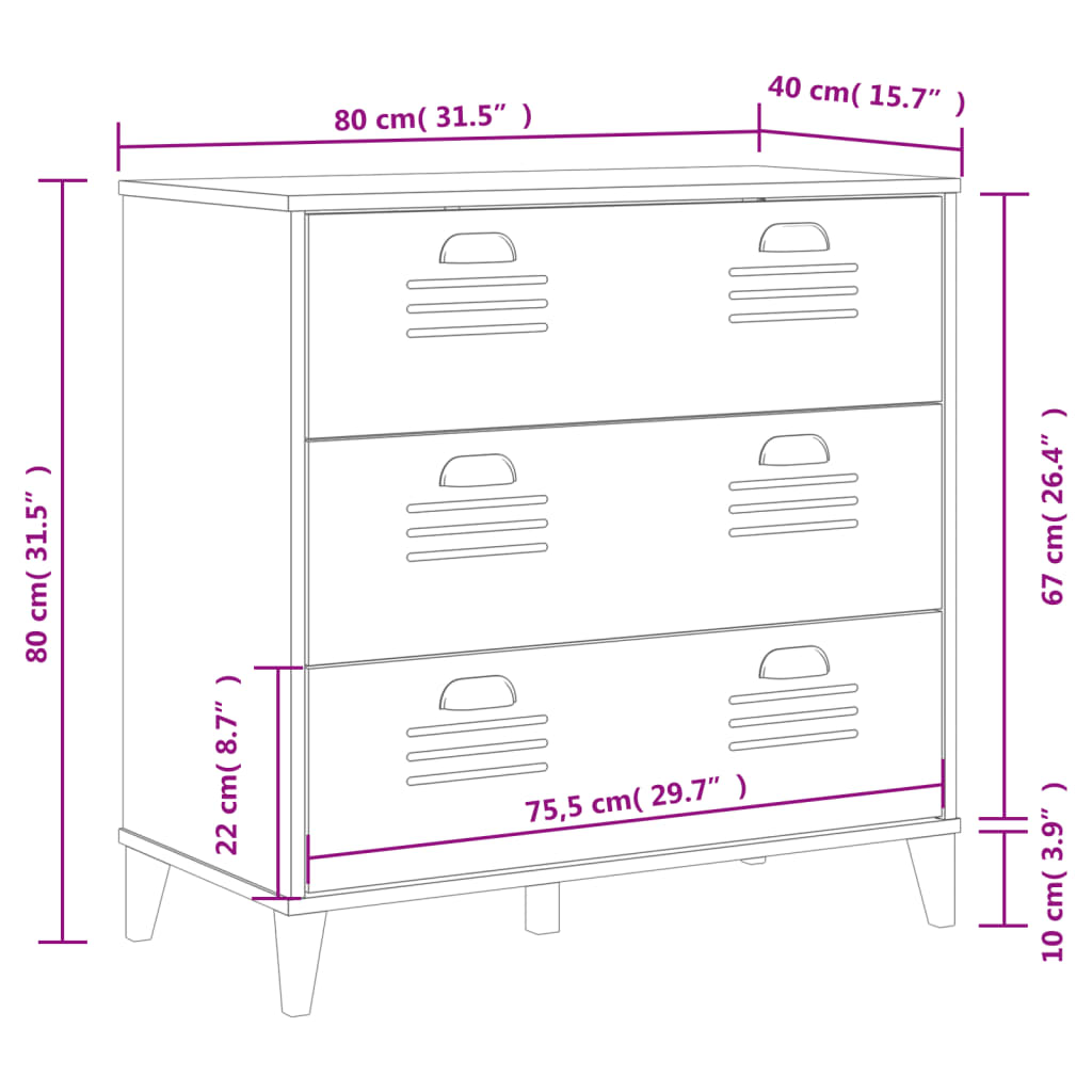 vidaXL Chest of Drawers VIKEN Wood Anthracite Grey