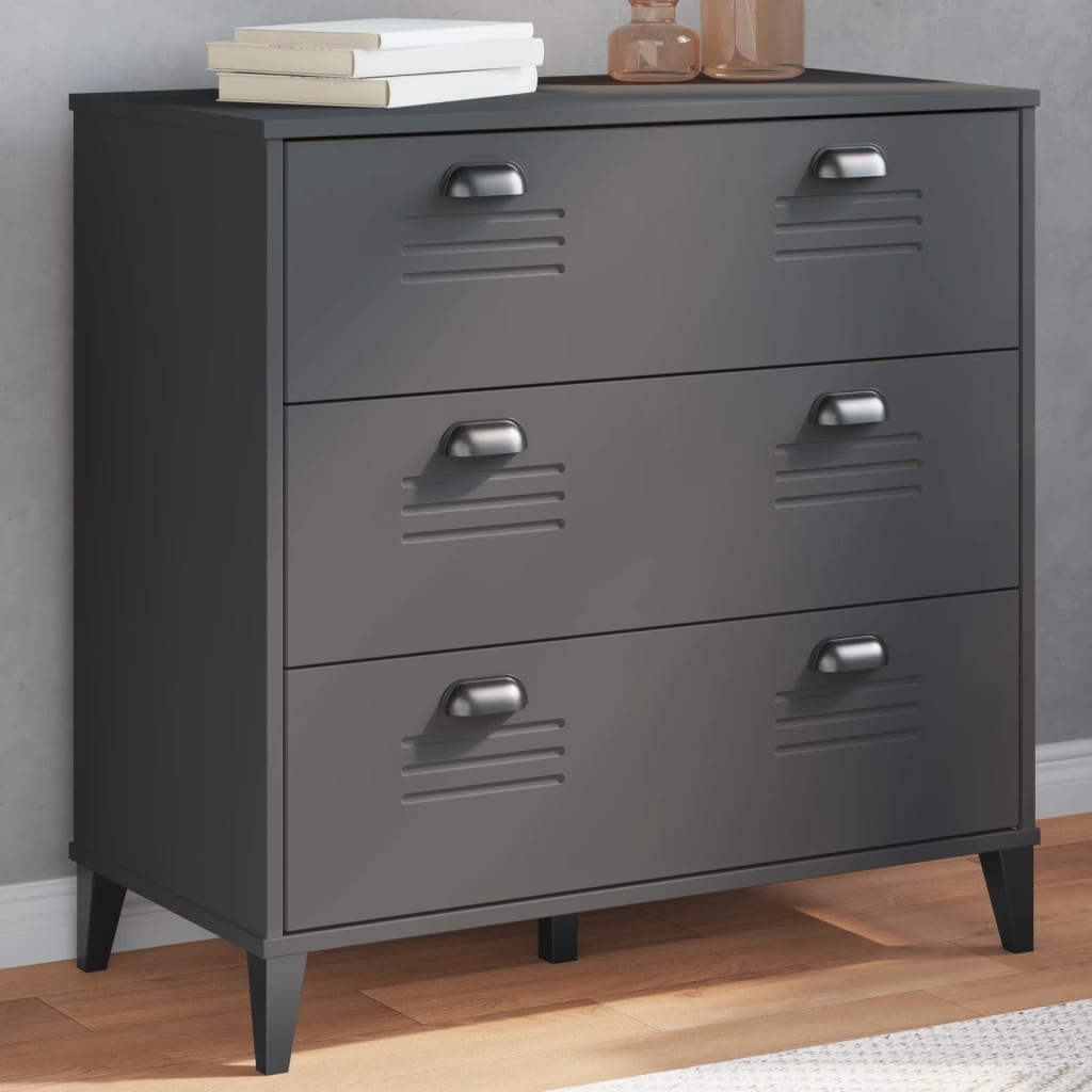 vidaXL Chest of Drawers VIKEN Wood Anthracite Grey