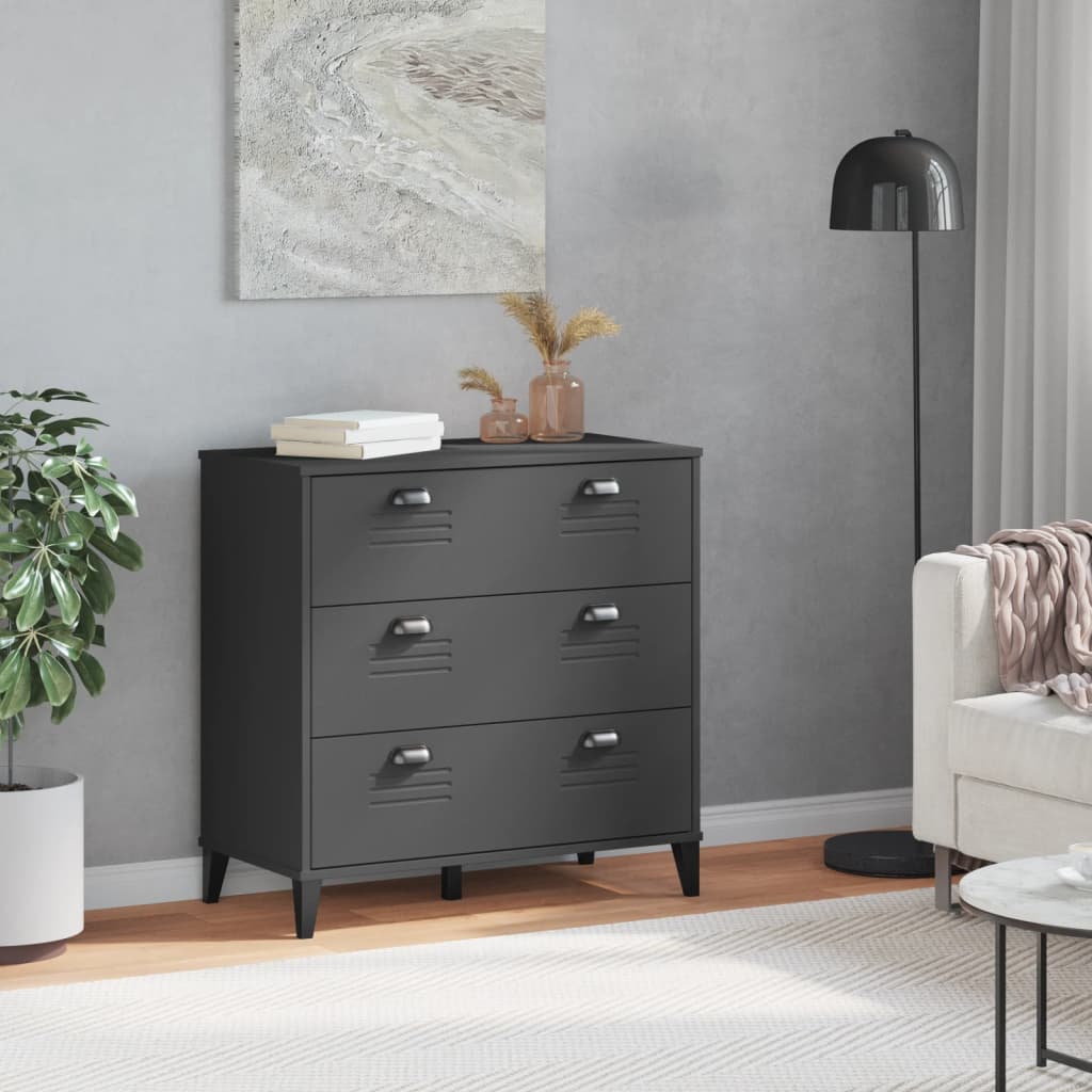 vidaXL Chest of Drawers VIKEN Wood Anthracite Grey