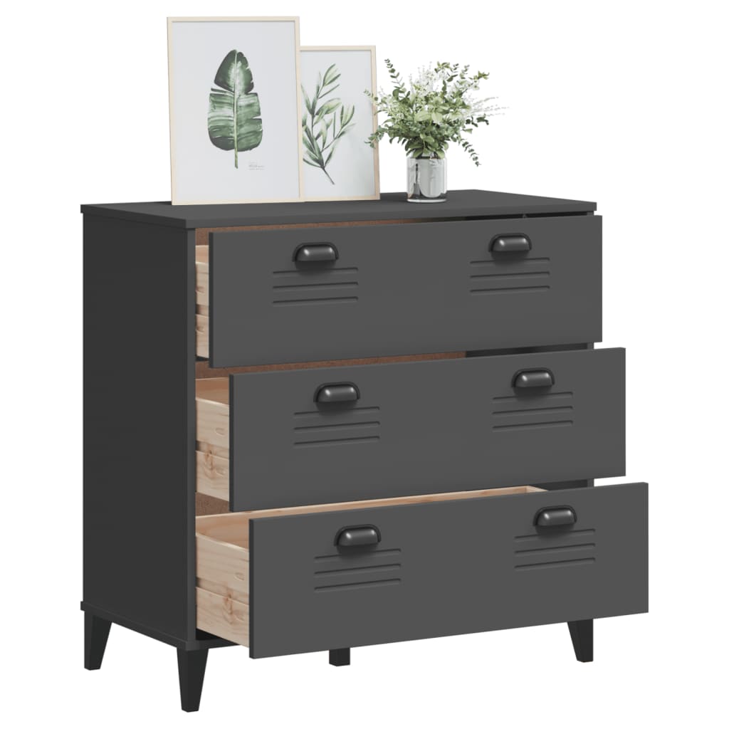 vidaXL Chest of Drawers VIKEN Wood Anthracite Grey