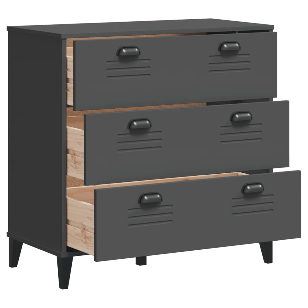 vidaXL Chest of Drawers VIKEN Wood Anthracite Grey