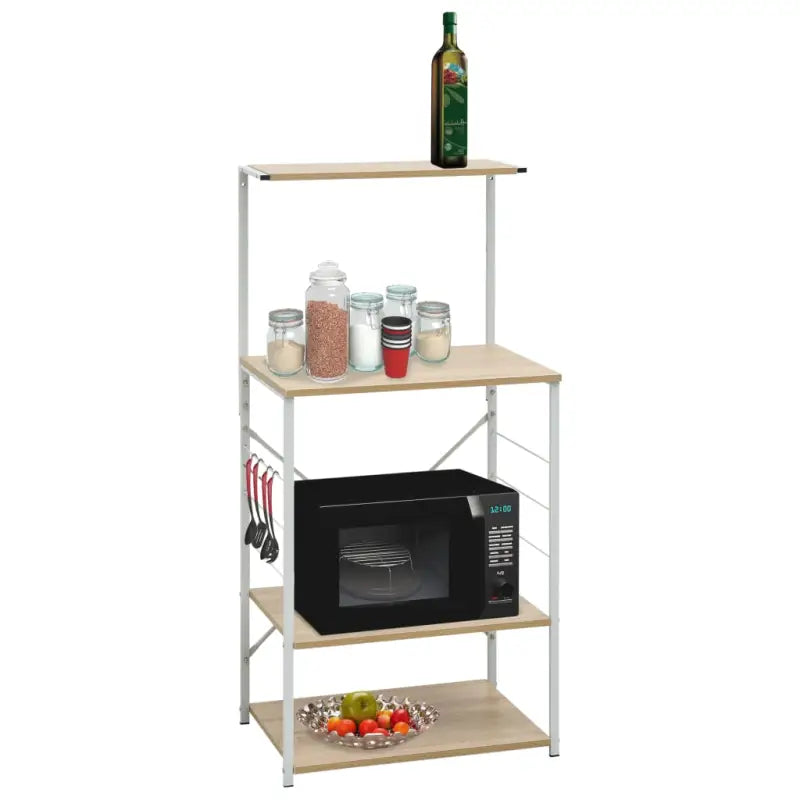 4-laagse magnetronkast voor keukenbenodigdheden van bewerkt hout - Wit en eiken - Houders & rekken