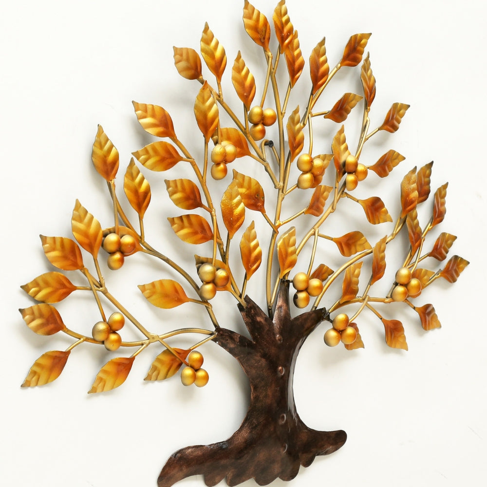 Aashly Metalen Wanddecoratie Boom met Gouden Bladeren – Luxe Wanddecoratie voor Woonkamer