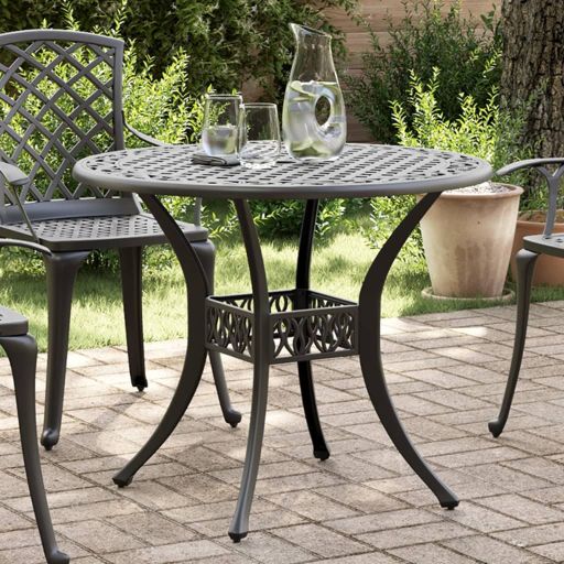 vidaXL Garden Table Ø 90x75 cm Cast Aluminum Bronze Color