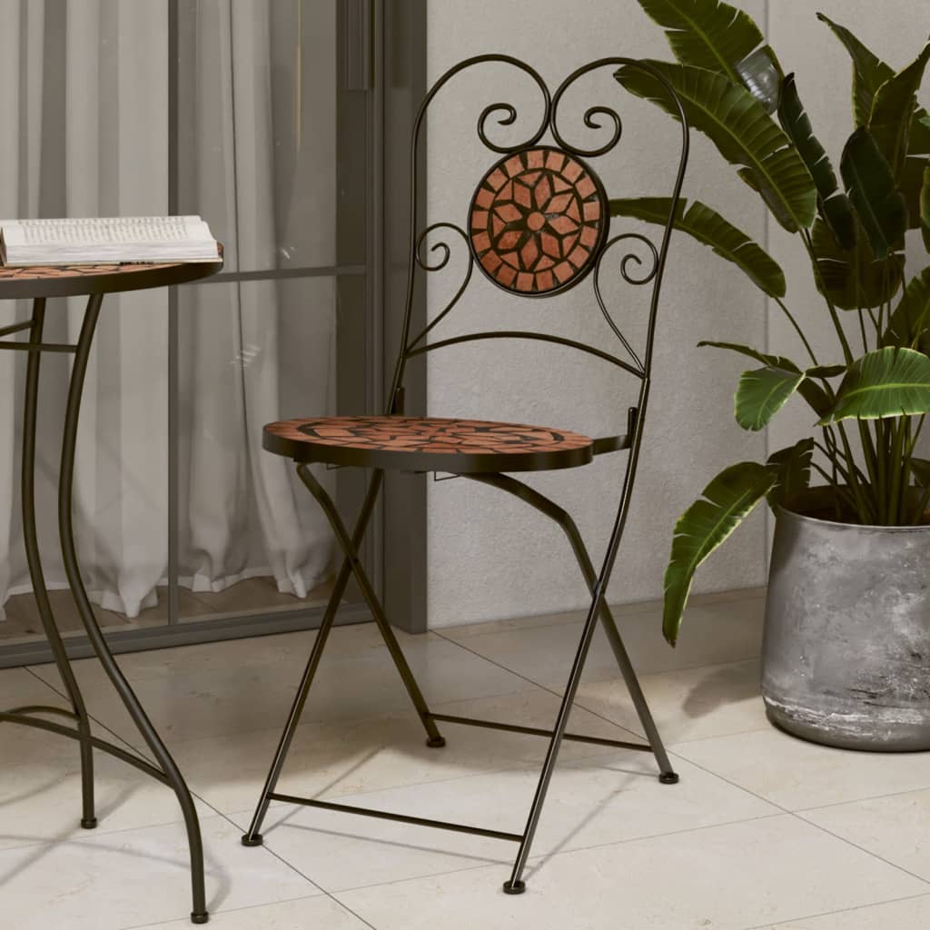 vidaXL Bistrostoelen inklapbaar 2 st keramiek terracottakleurig - Aashly