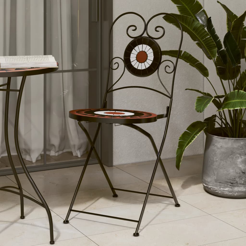 vidaXL Bistrostoelen inklapbaar 2 st keramiek terracottakleurig - Aashly
