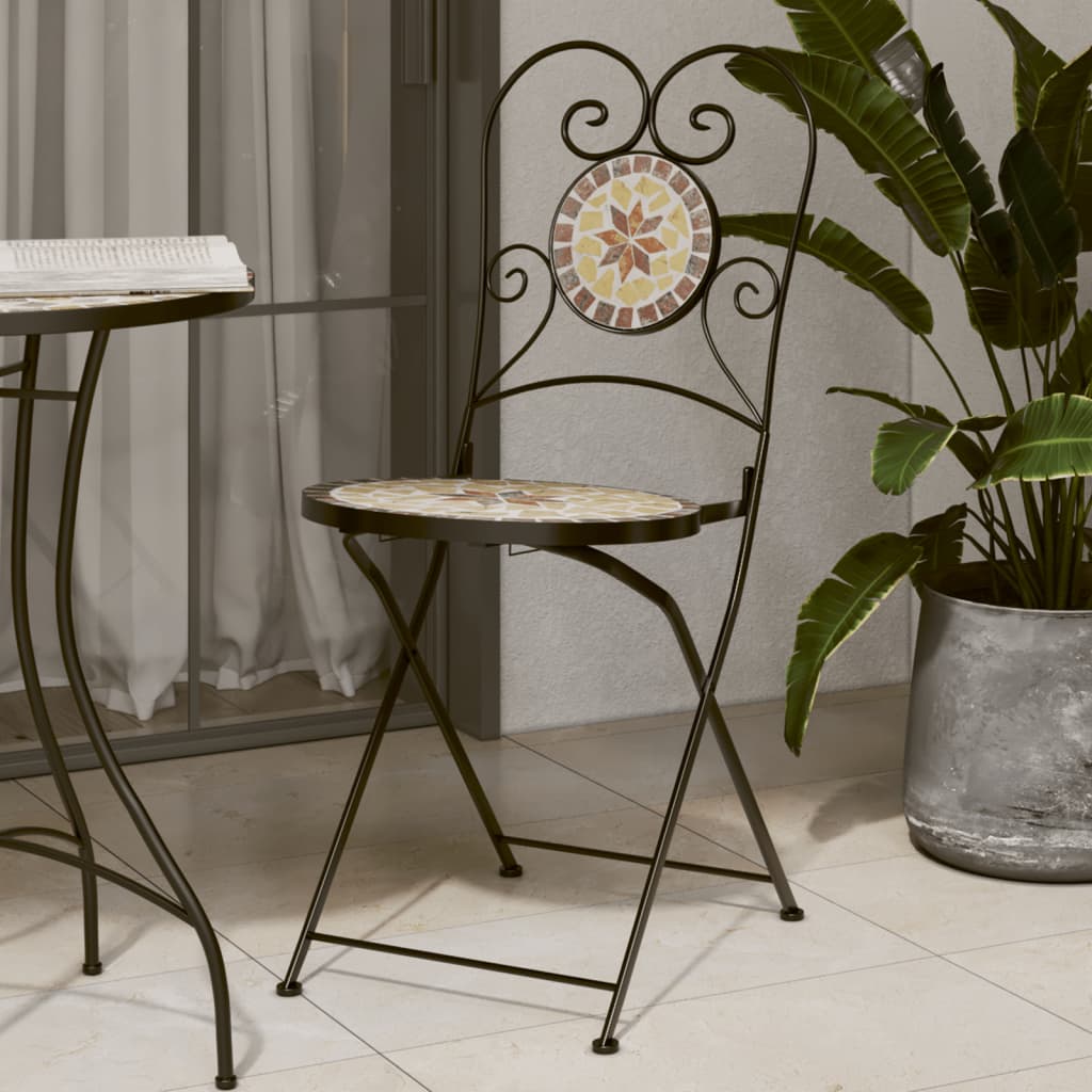 vidaXL Bistrostoelen inklapbaar 2 st keramiek terracottakleurig - Aashly