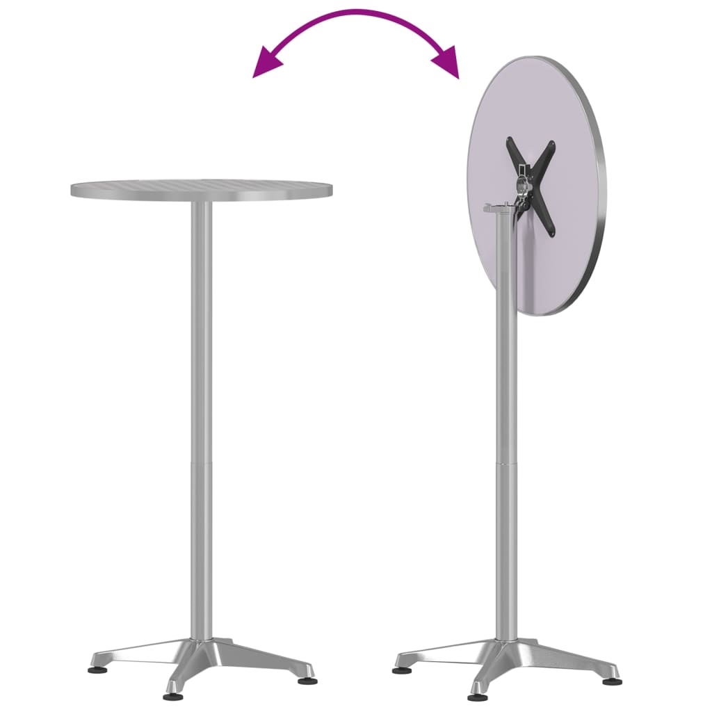 vidaXL Tuinbartafel in hoogte verstelbaar Ø59,5x70/109,5 cm aluminium