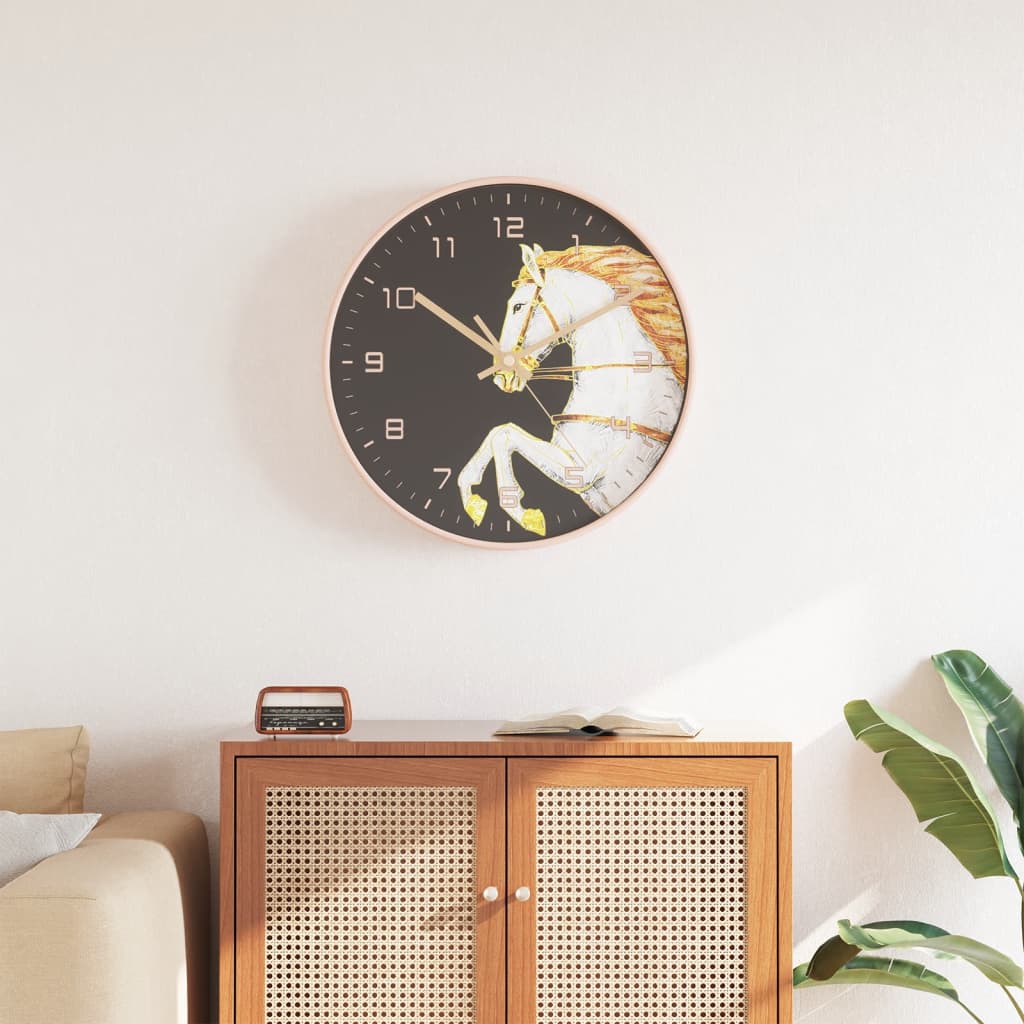 vidaXL Wall Clock Ø29.5 cm Polystyrene and Glass Gold-Colored and Blue