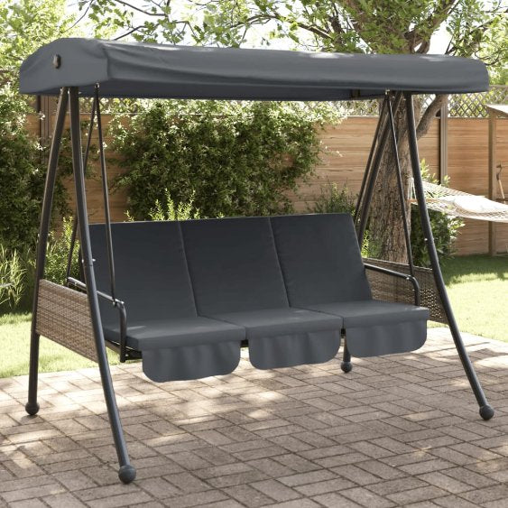 vidaXL Swing Bench with Adjustable Canopy Steel Dark Grey