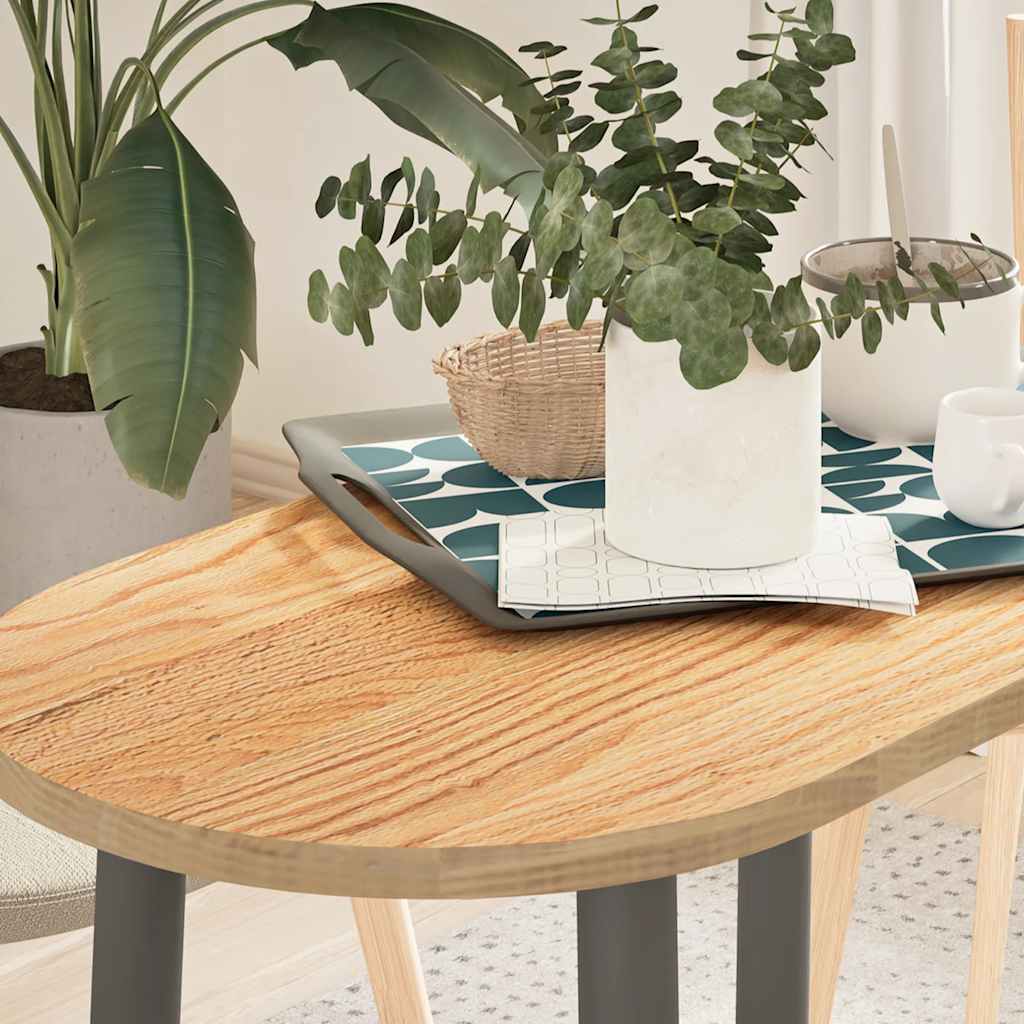 vidaXL Tafelblad 100x50x4 cm ovaal massief eikenhout donkerbruin - Aashly