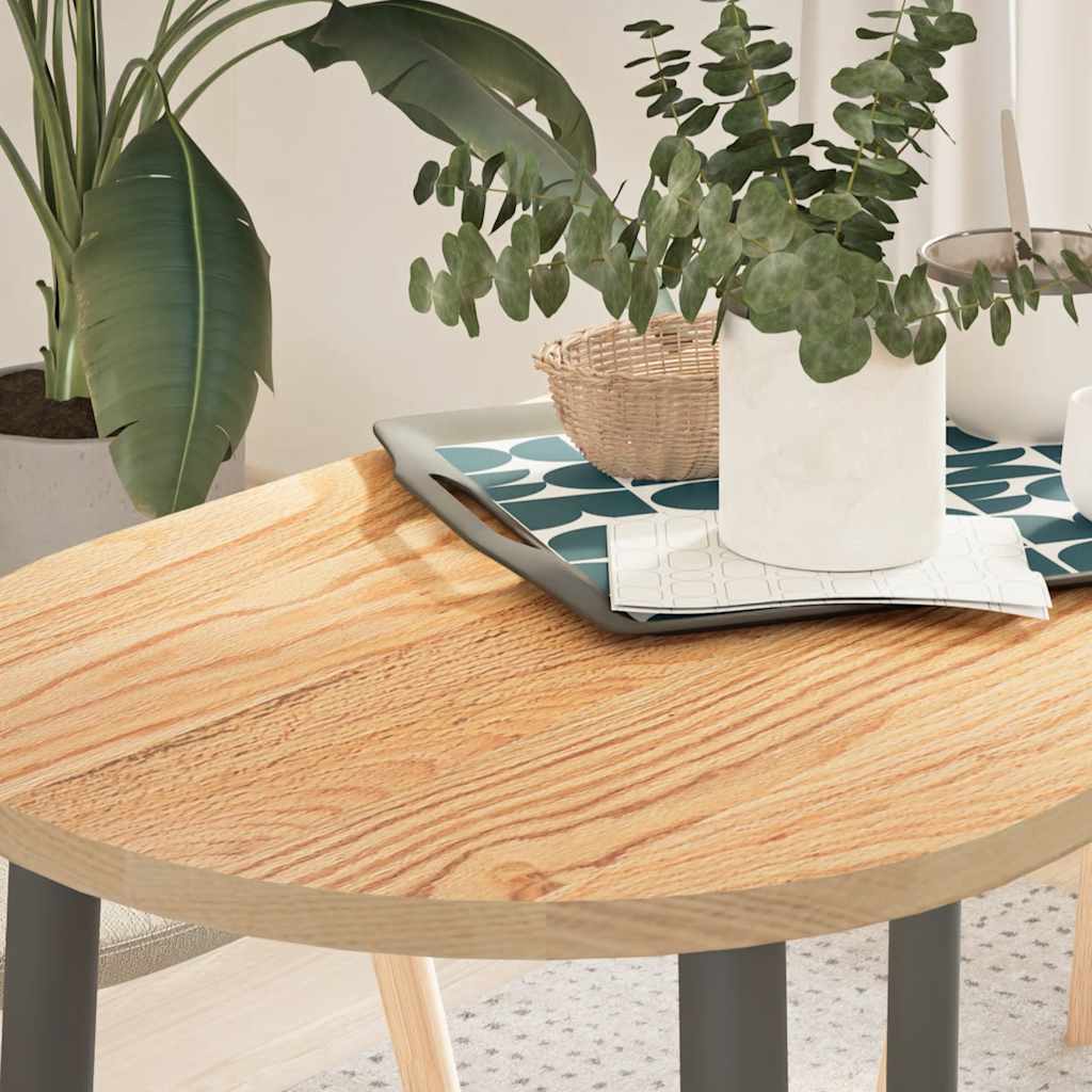 vidaXL Tafelblad 100x50x4 cm ovaal massief eikenhout donkerbruin - Aashly