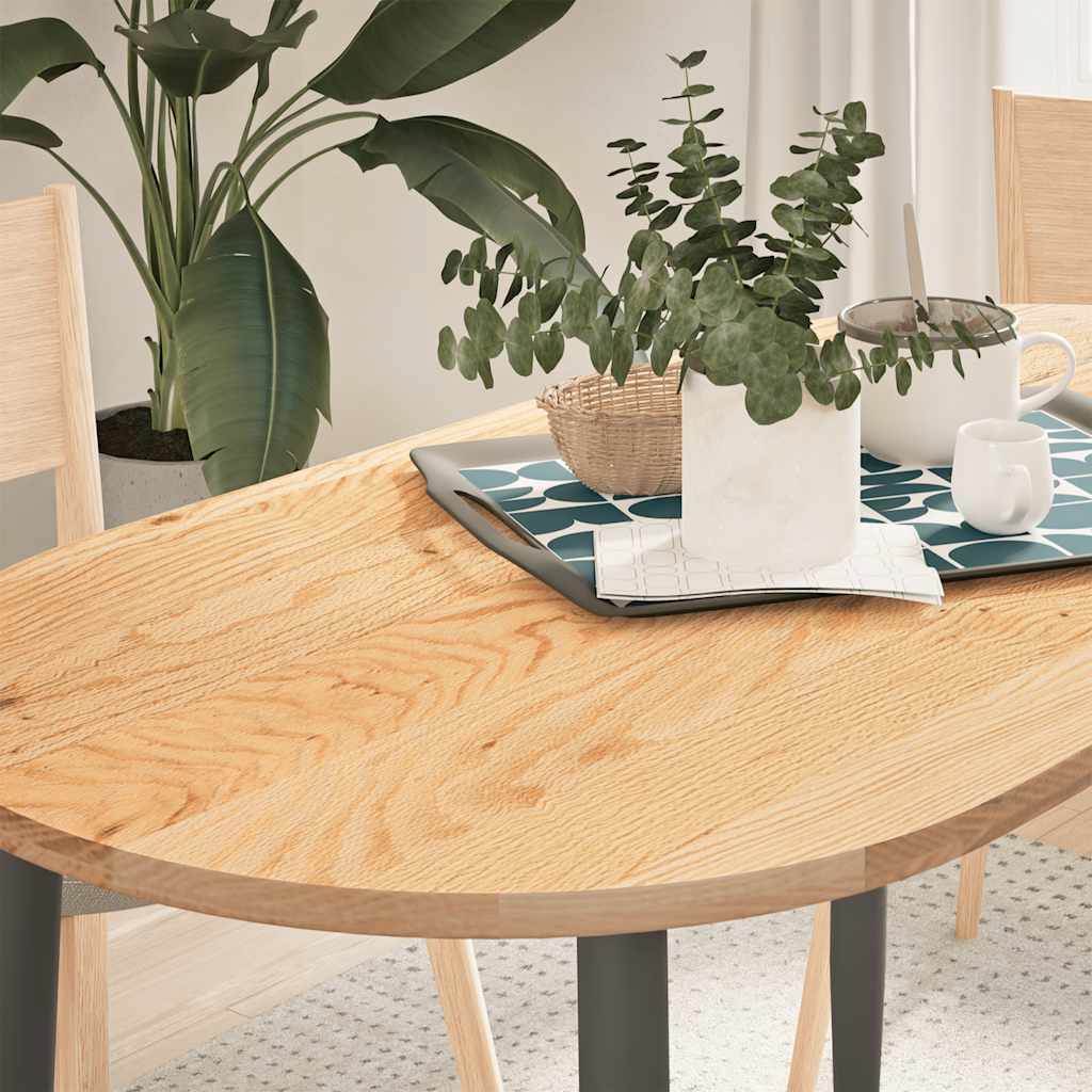 vidaXL Tafelblad 100x50x4 cm ovaal massief eikenhout donkerbruin - Aashly