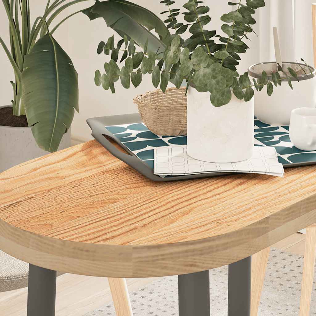 vidaXL Tafelblad 100x50x4 cm ovaal massief eikenhout donkerbruin - Aashly