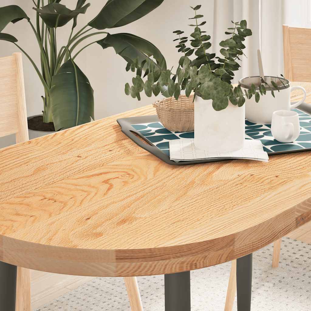 vidaXL Tafelblad 100x50x4 cm ovaal massief eikenhout donkerbruin - Aashly