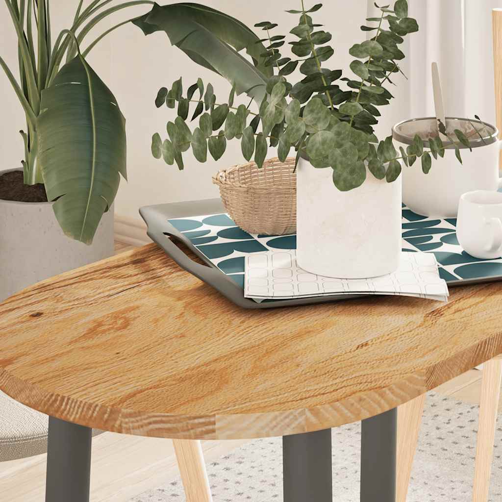 vidaXL Tafelblad 100x50x4 cm ovaal massief eikenhout donkerbruin - Aashly