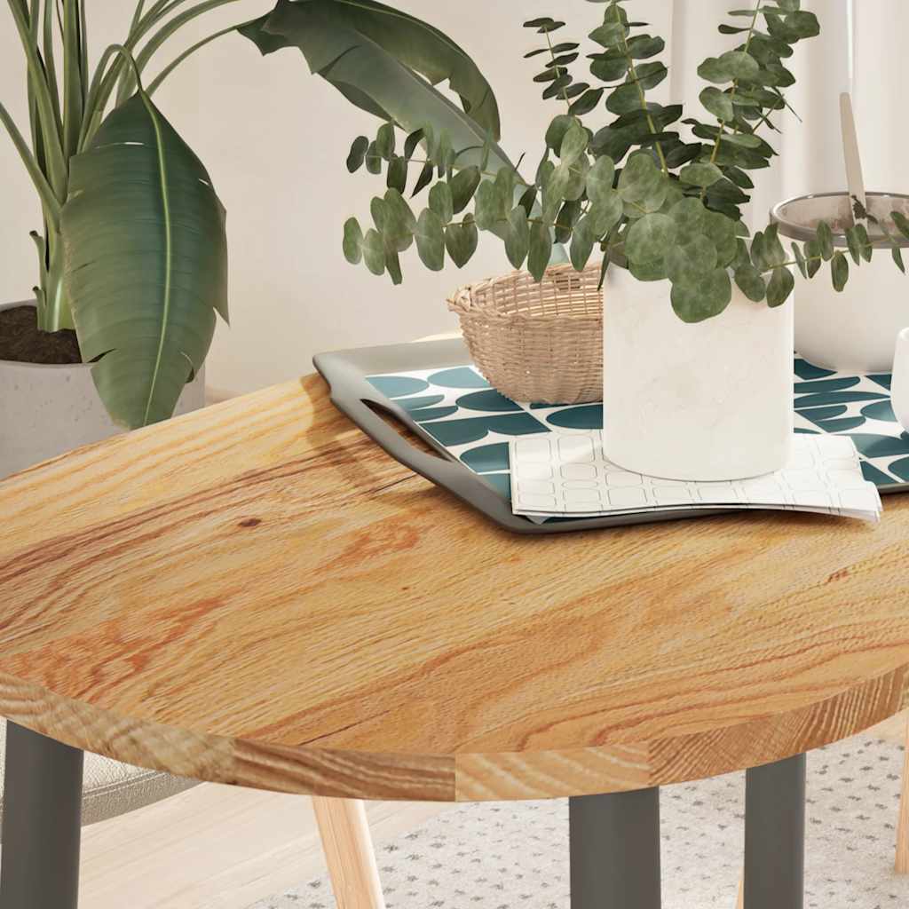 vidaXL Tafelblad 100x50x4 cm ovaal massief eikenhout donkerbruin - Aashly