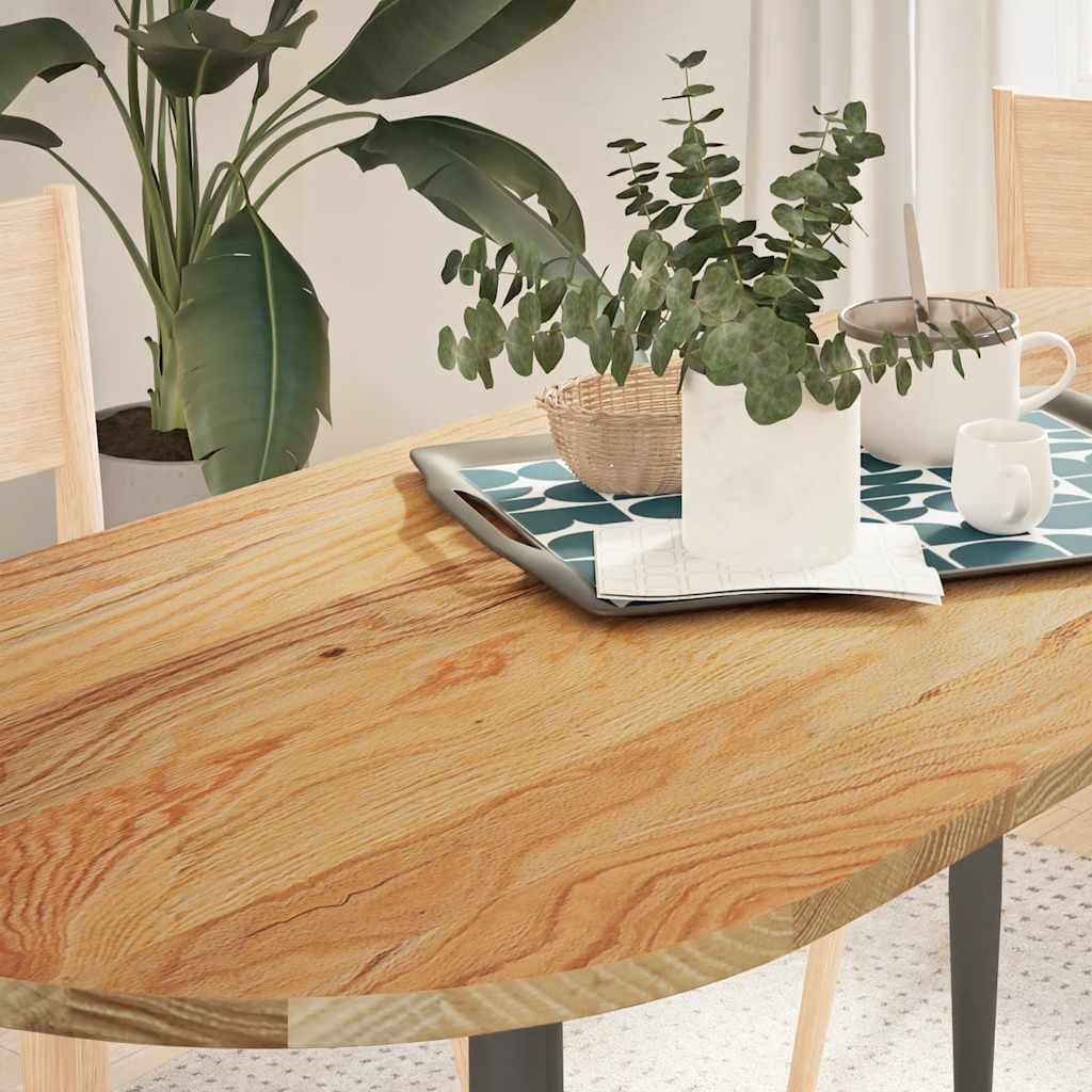 vidaXL Tafelblad 100x50x4 cm ovaal massief eikenhout donkerbruin - Aashly