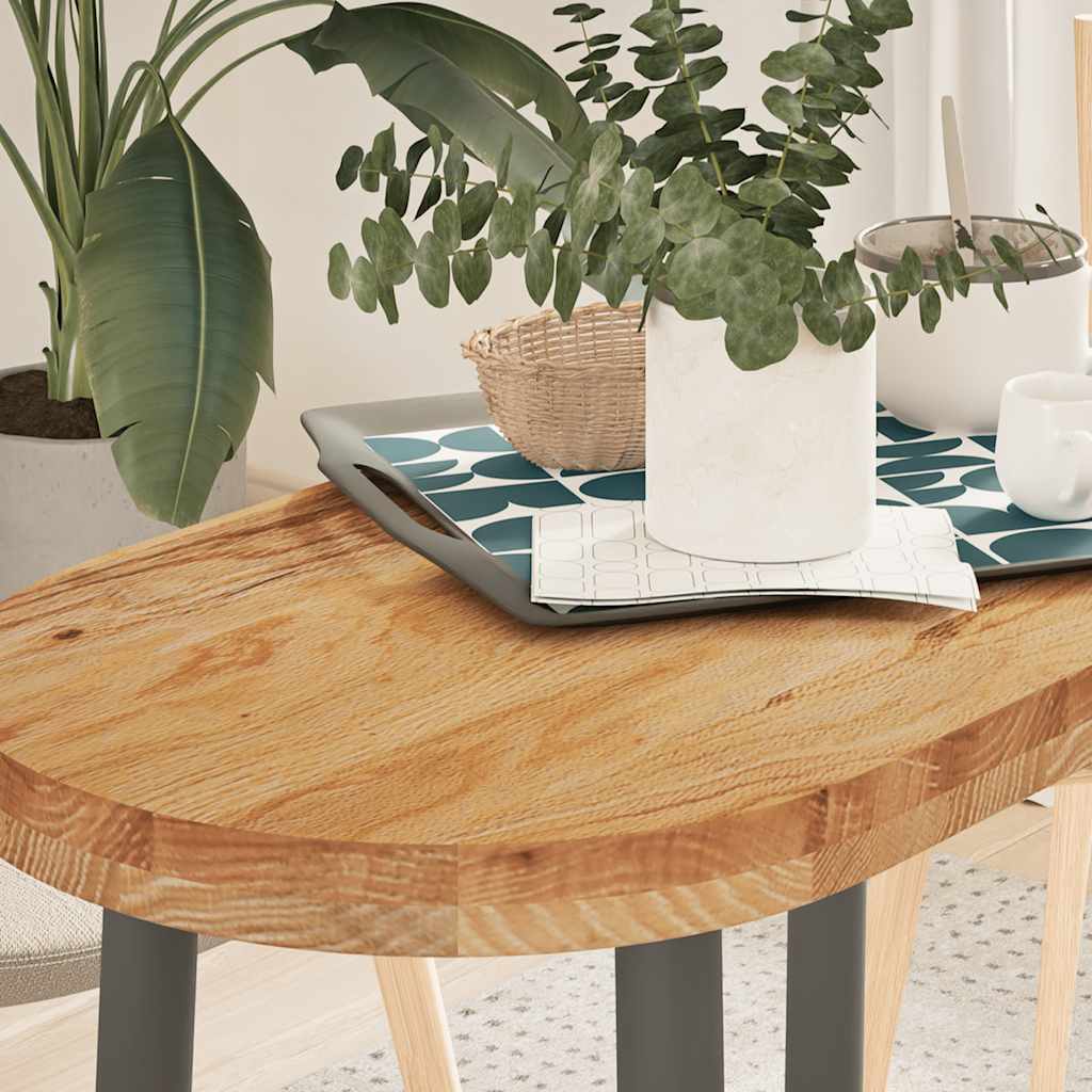 vidaXL Tafelblad 100x50x4 cm ovaal massief eikenhout donkerbruin - Aashly