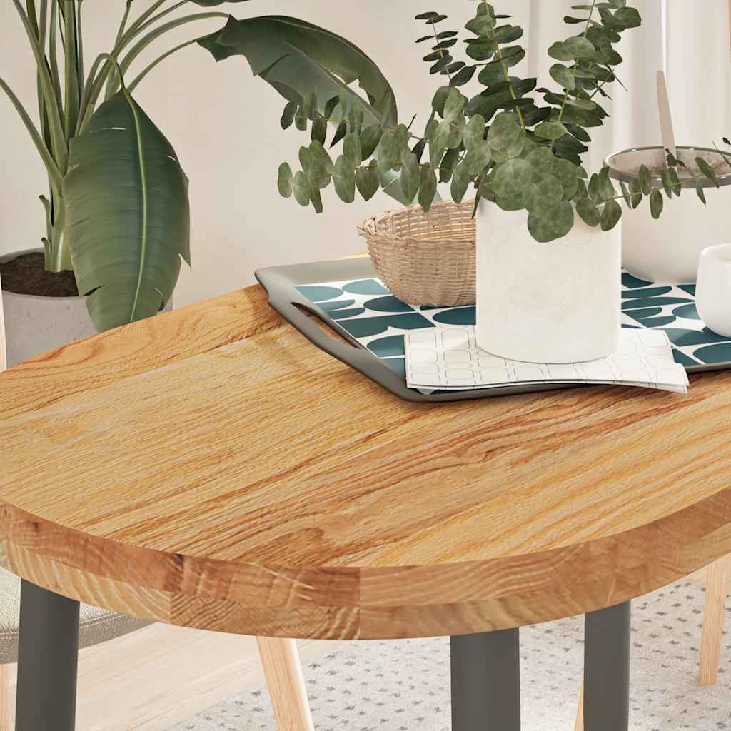 vidaXL Tafelblad 100x50x4 cm ovaal massief eikenhout donkerbruin - Aashly
