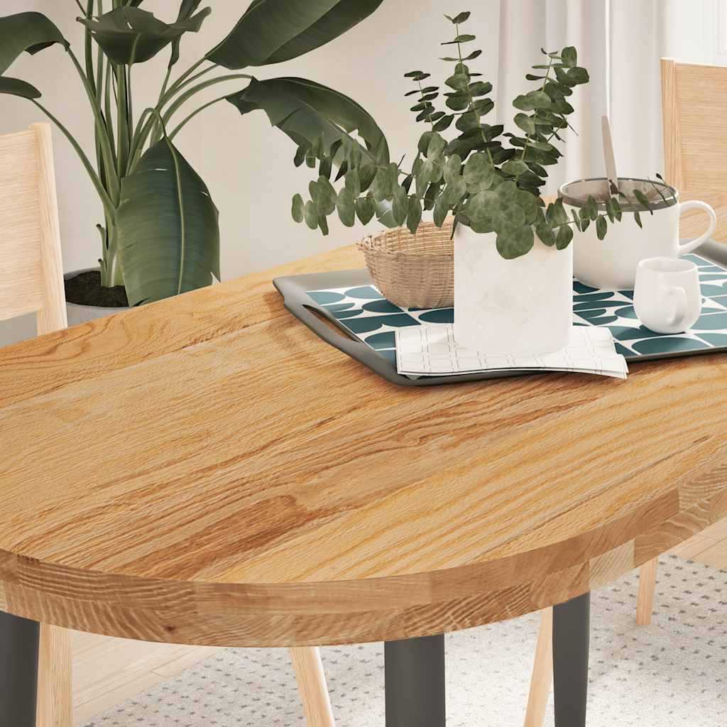 vidaXL Tafelblad 100x50x4 cm ovaal massief eikenhout donkerbruin - Aashly