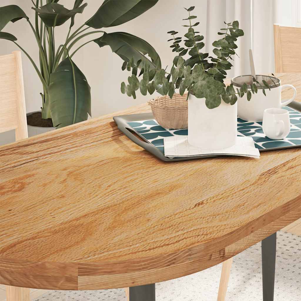 vidaXL Tafelblad 100x50x4 cm ovaal massief eikenhout donkerbruin - Aashly
