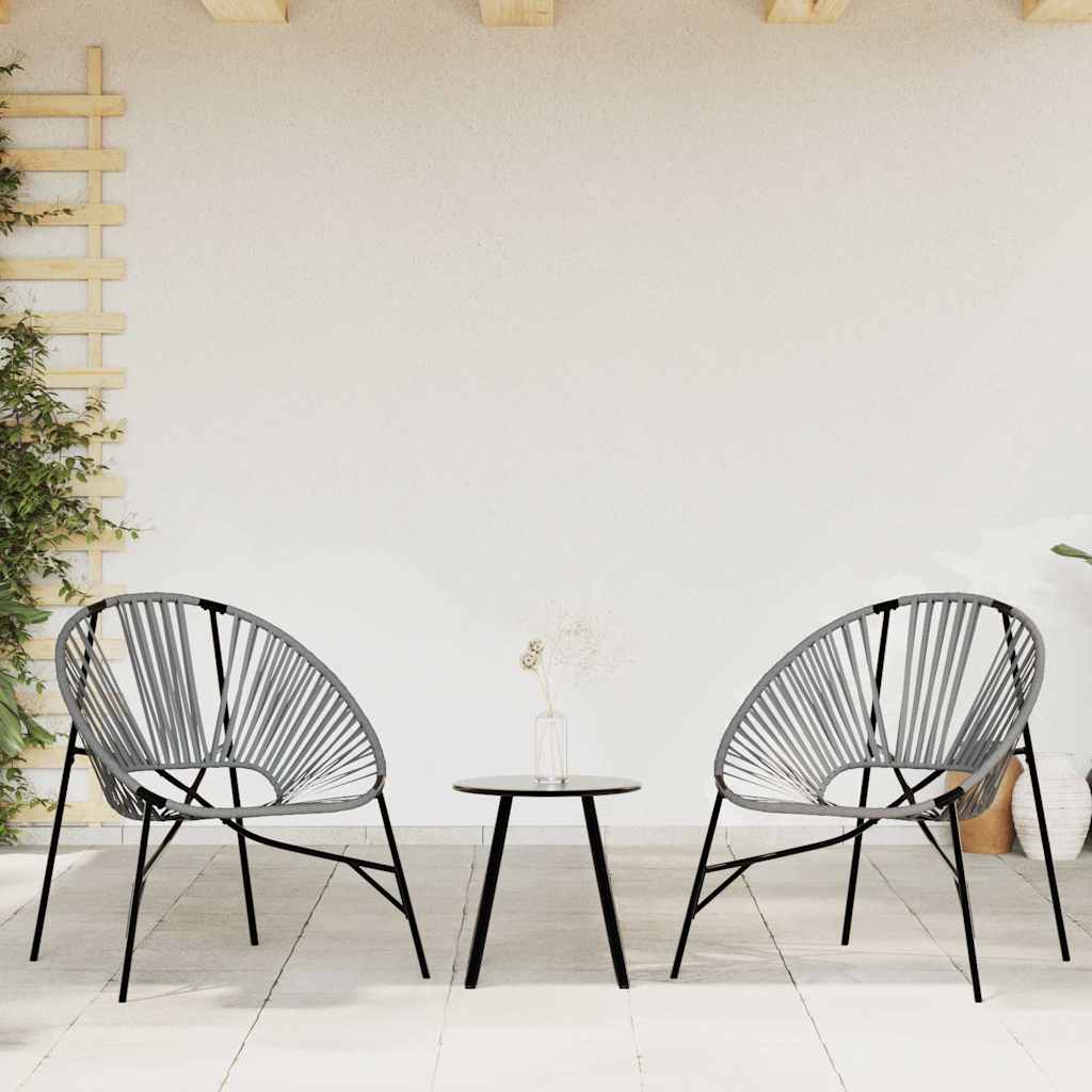 vidaXL Set tuinstoelen 3-delig poly rattan zwart en geel - Aashly