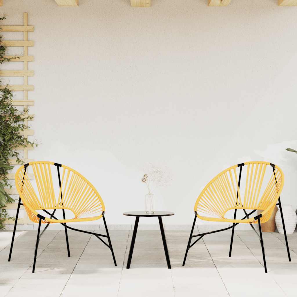 vidaXL Set tuinstoelen 3-delig poly rattan zwart en geel - Aashly