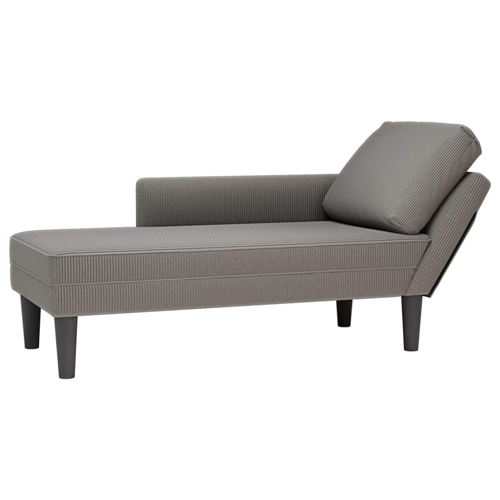 vidaXL Chaise longue met kussen corduroy stof donkergrijs - Aashly