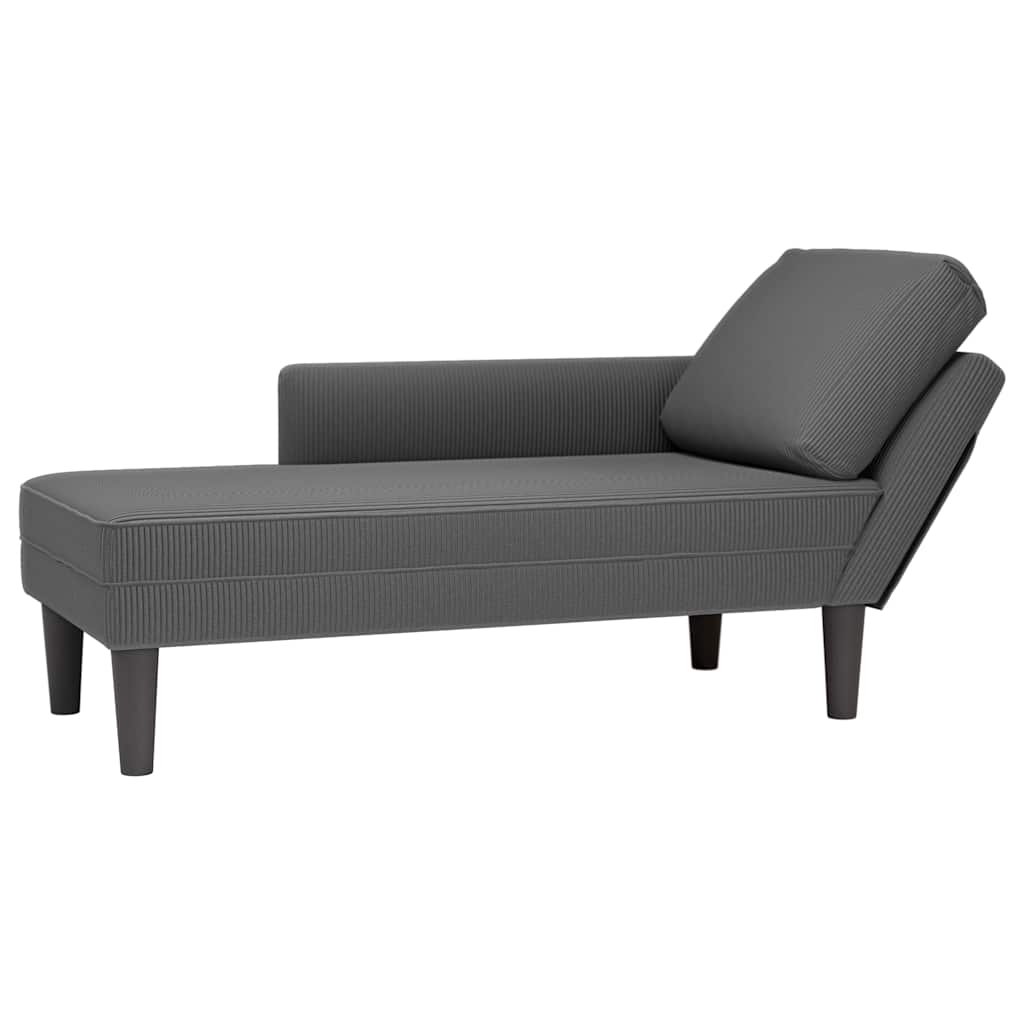 vidaXL Chaise longue met kussen corduroy stof donkergrijs - Aashly