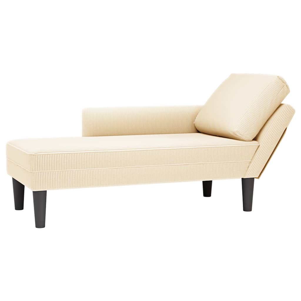 vidaXL Chaise longue met kussen corduroy stof donkergrijs - Aashly