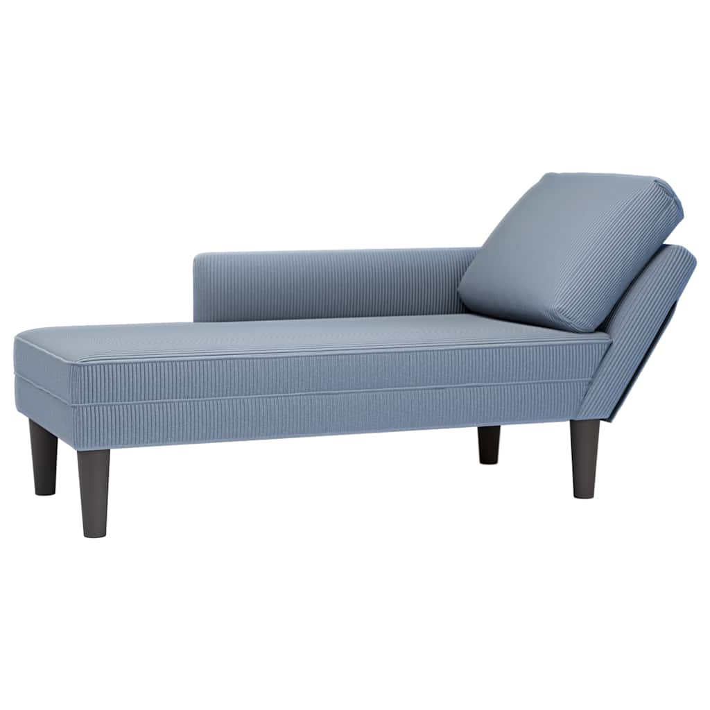 vidaXL Chaise longue met kussen corduroy stof donkergrijs - Aashly
