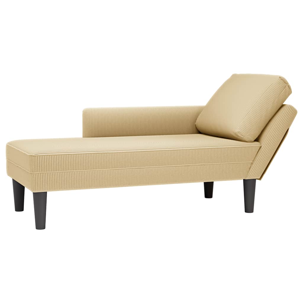 vidaXL Chaise longue met kussen corduroy stof donkergrijs - Aashly