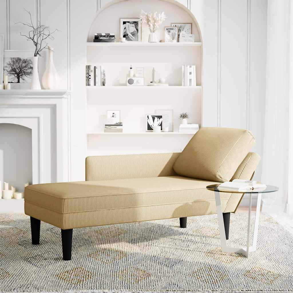 vidaXL Chaise longue met kussen corduroy stof donkergrijs - Aashly