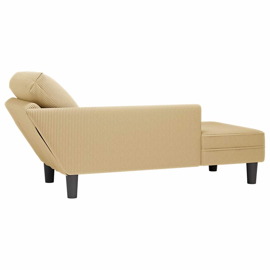 vidaXL Chaise longue met kussen corduroy stof donkergrijs - Aashly