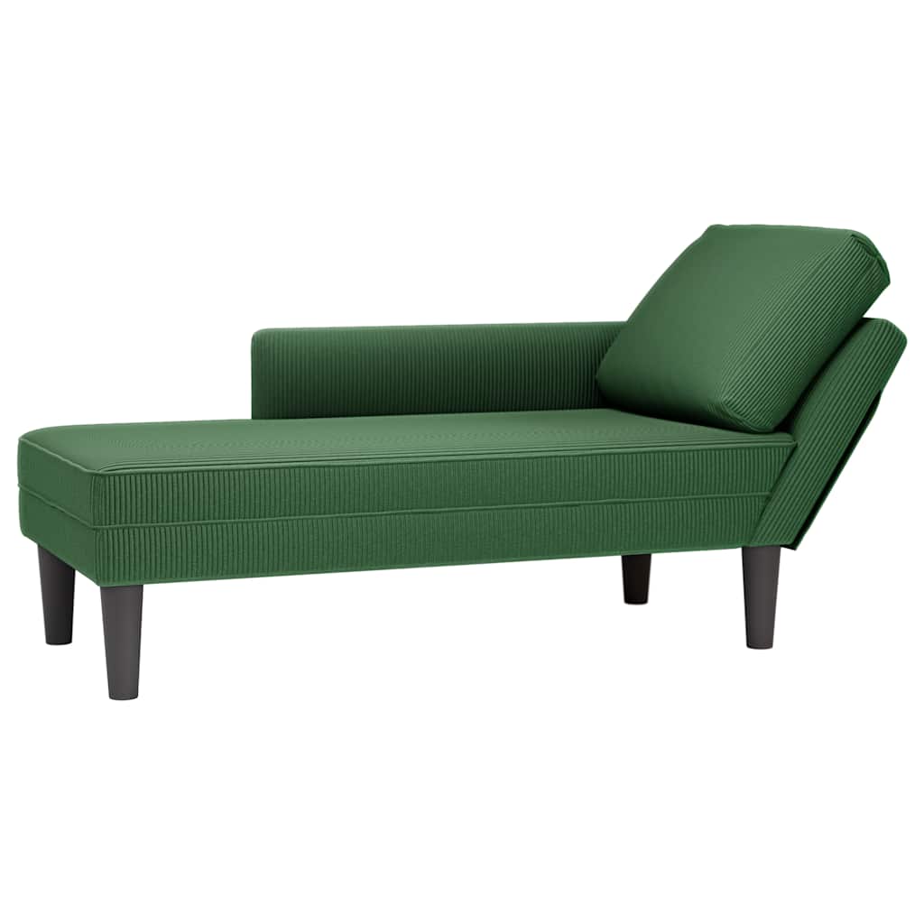 vidaXL Chaise longue met kussen corduroy stof donkergrijs - Aashly