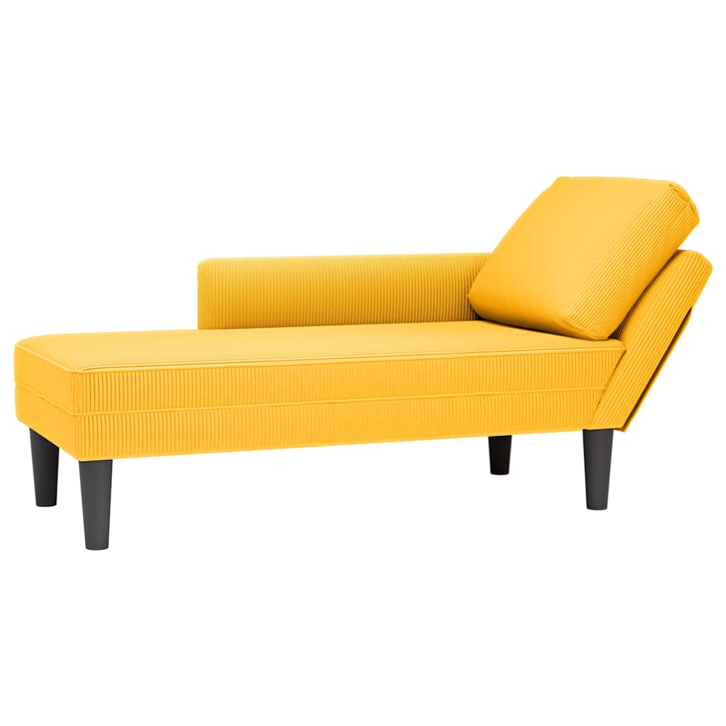 vidaXL Chaise longue met kussen corduroy stof donkergrijs - Aashly