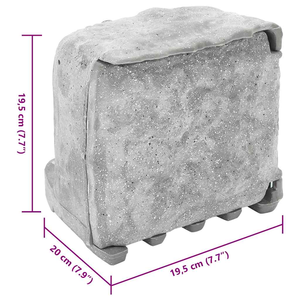 vidaXL Garden socket with ground spike, light sensor, 4-way, stone look, grey