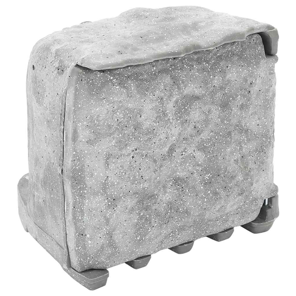 vidaXL Garden socket with ground spike, light sensor, 4-way, stone look, grey