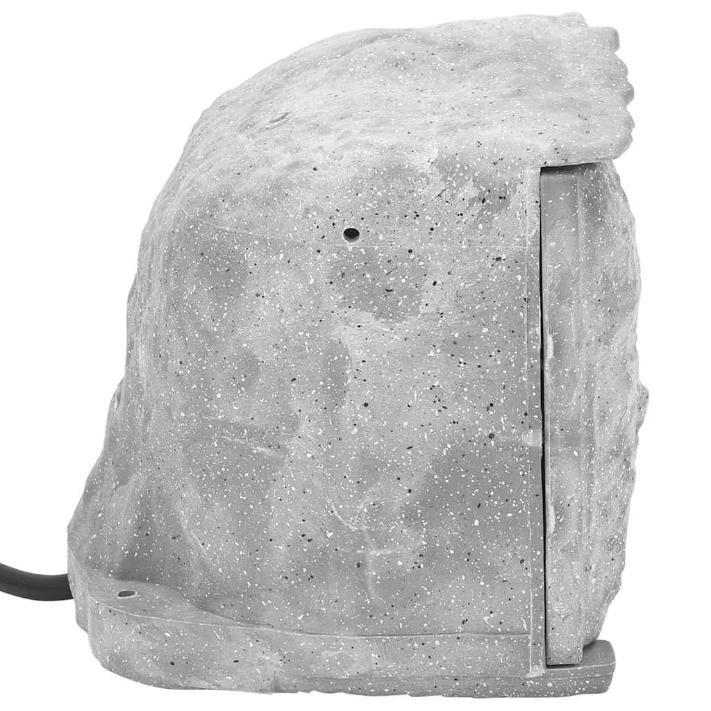 vidaXL Garden socket with ground spike, light sensor, 4-way, stone look, grey