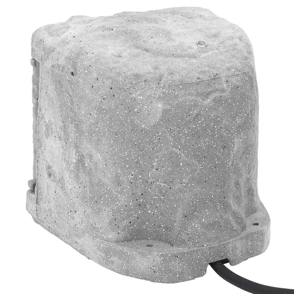 vidaXL Garden socket with ground spike, light sensor, 4-way, stone look, grey