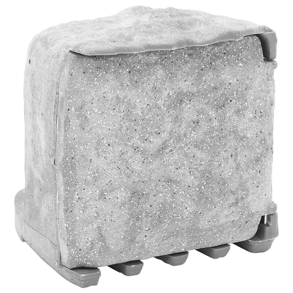 vidaXL Garden socket with ground spike, light sensor, 4-way, stone look, grey