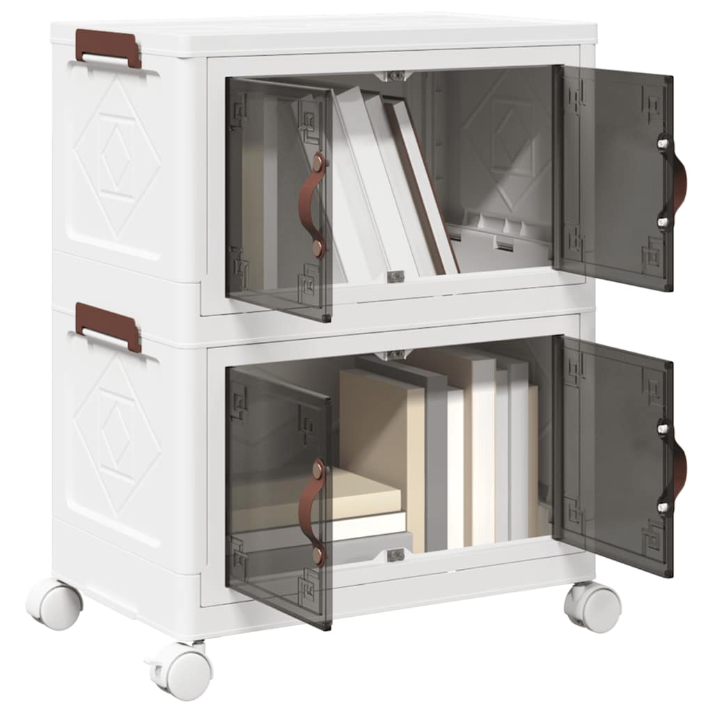 vidaXL Opbergbox stapelbaar met wielen 2-laags 75 L 64x40x76 cm