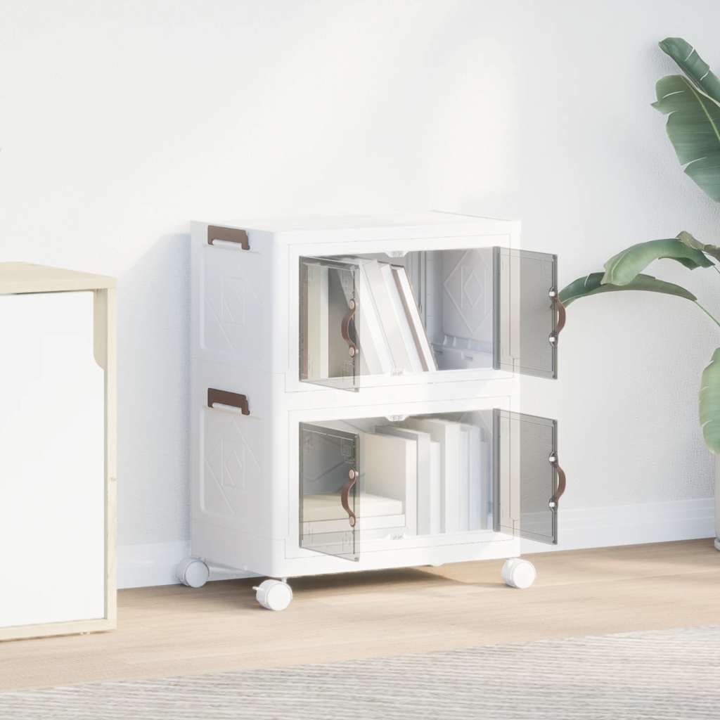 vidaXL Opbergbox stapelbaar met wielen 2-laags 75 L 64x40x76 cm
