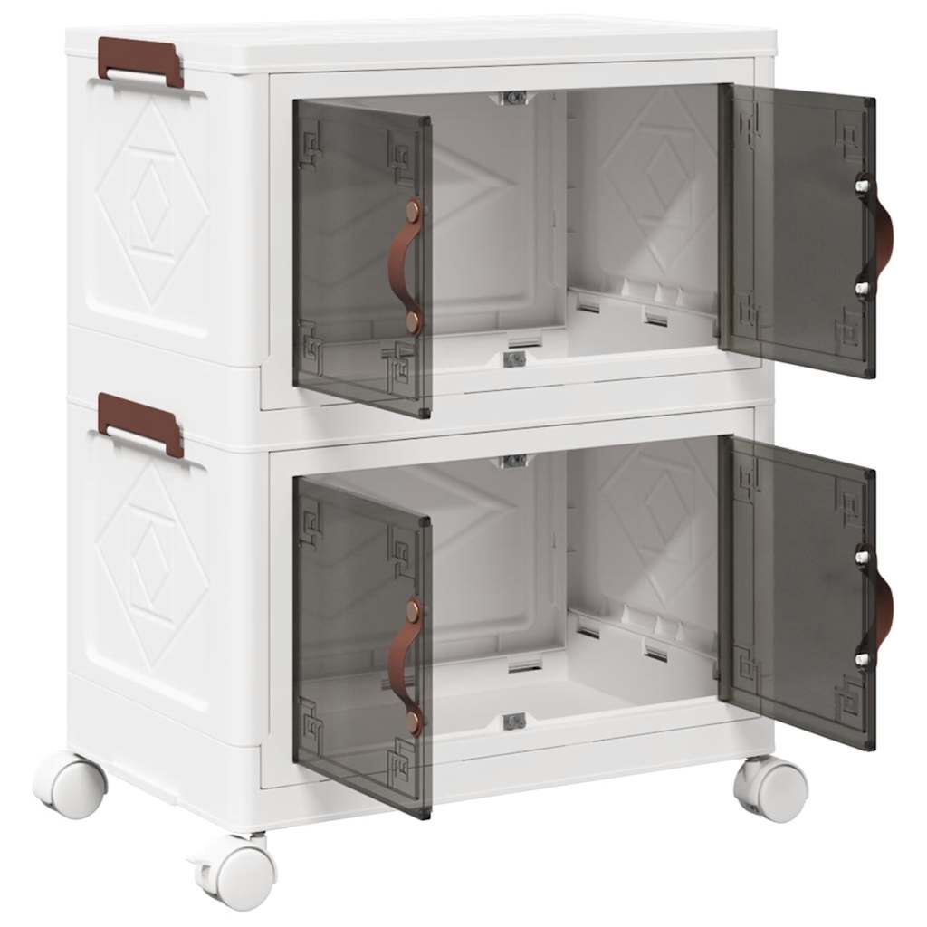 vidaXL Opbergbox stapelbaar met wielen 2-laags 75 L 64x40x76 cm