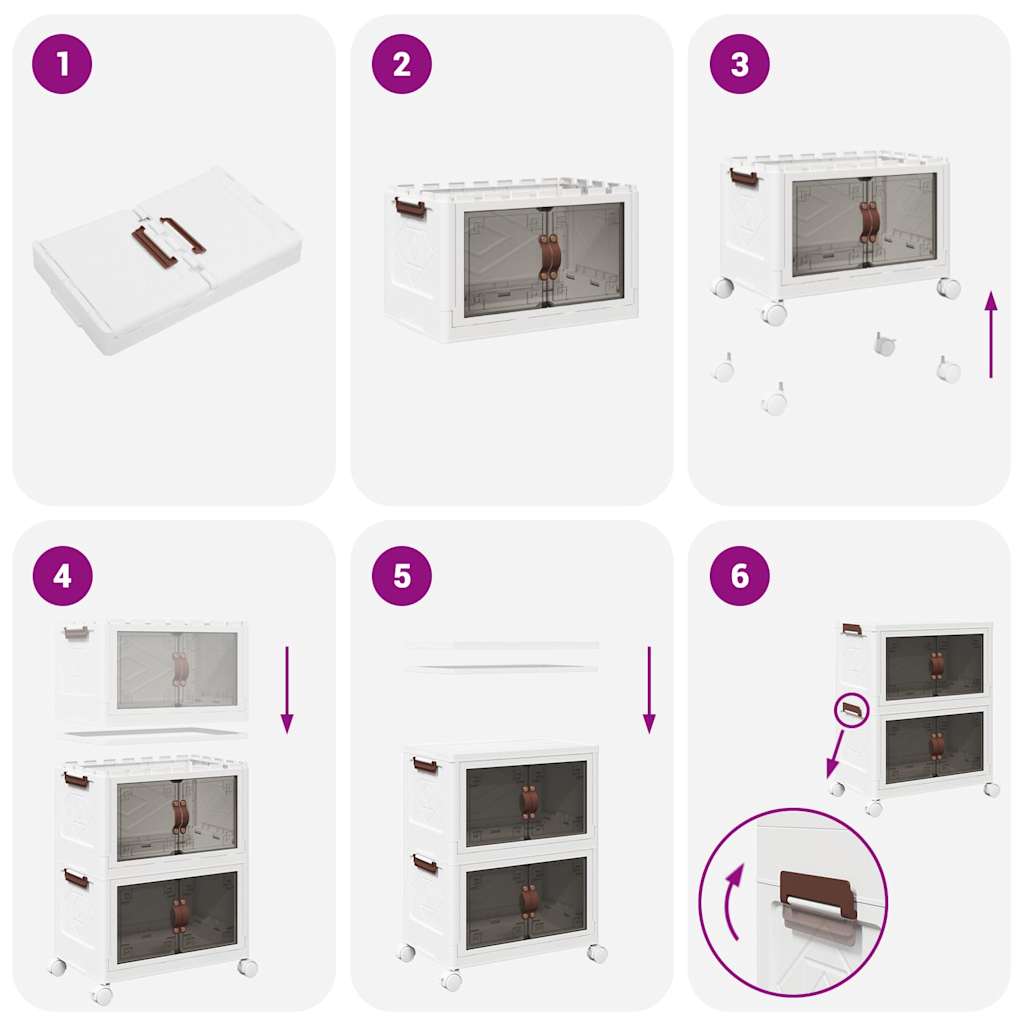 vidaXL Opbergbox stapelbaar met wielen 2-laags 75 L 64x40x76 cm