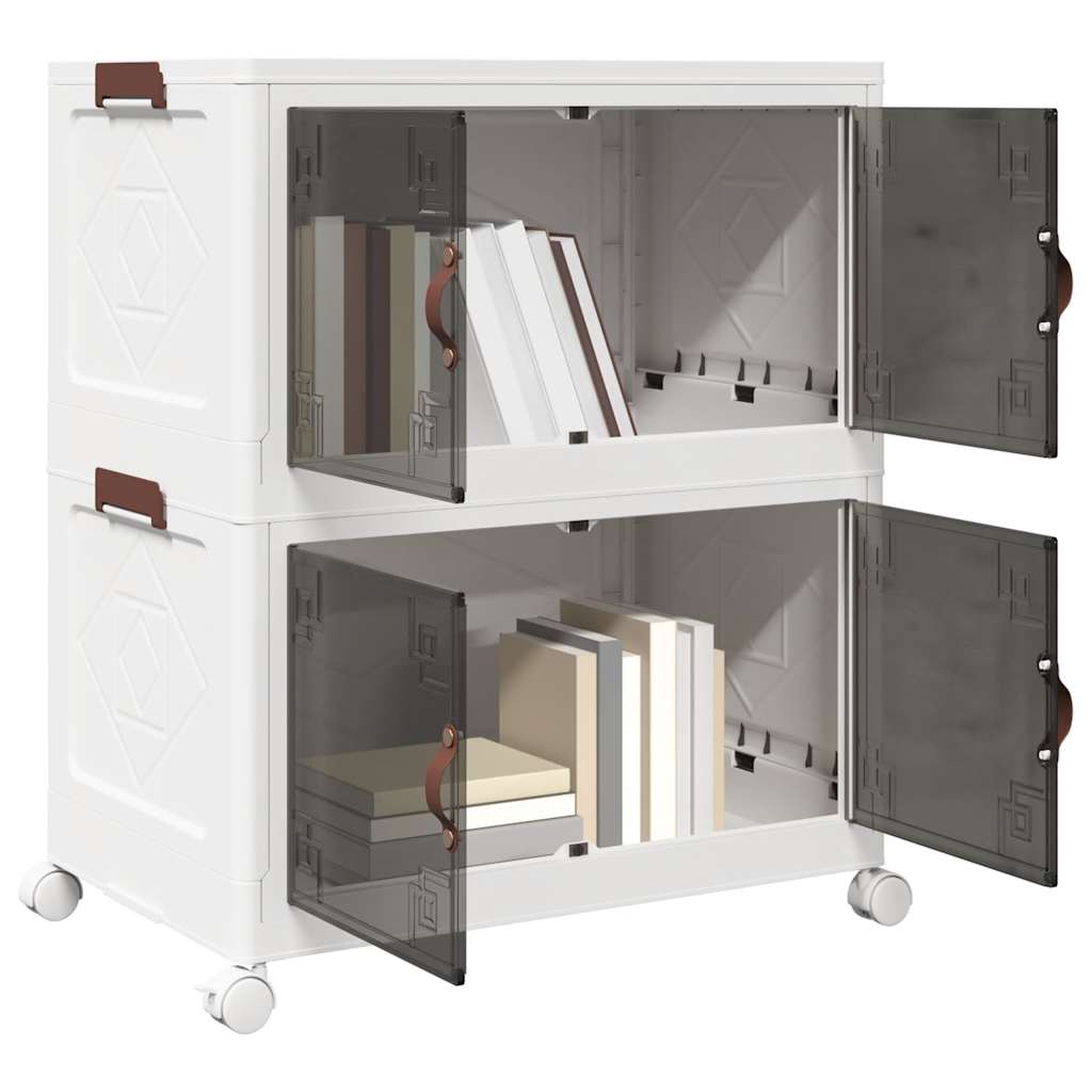 vidaXL Opbergbox stapelbaar met wielen 2-laags 75 L 64x40x76 cm